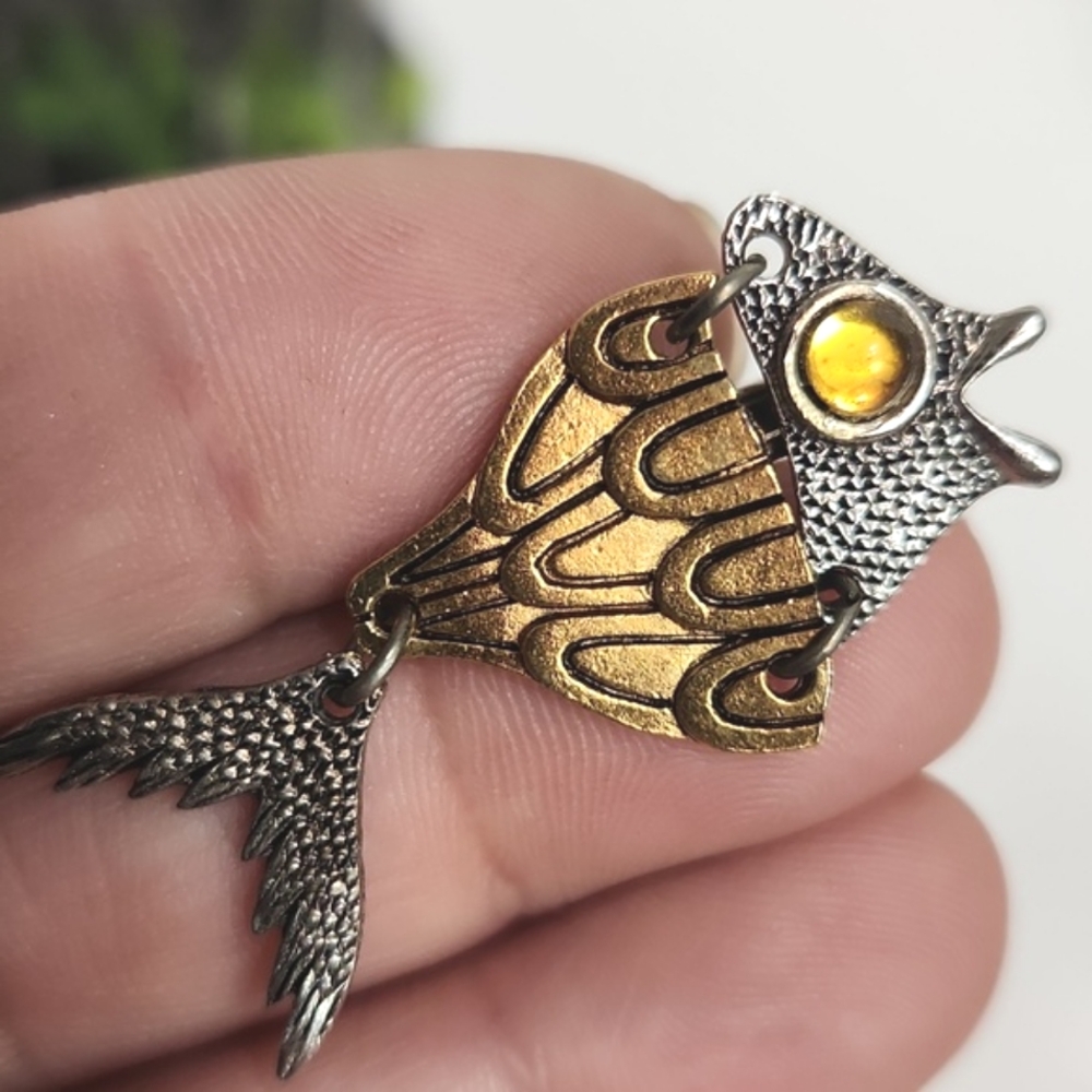 Gold and Silver Fish Drop Earrings - Brand: - Picture 5 of 10